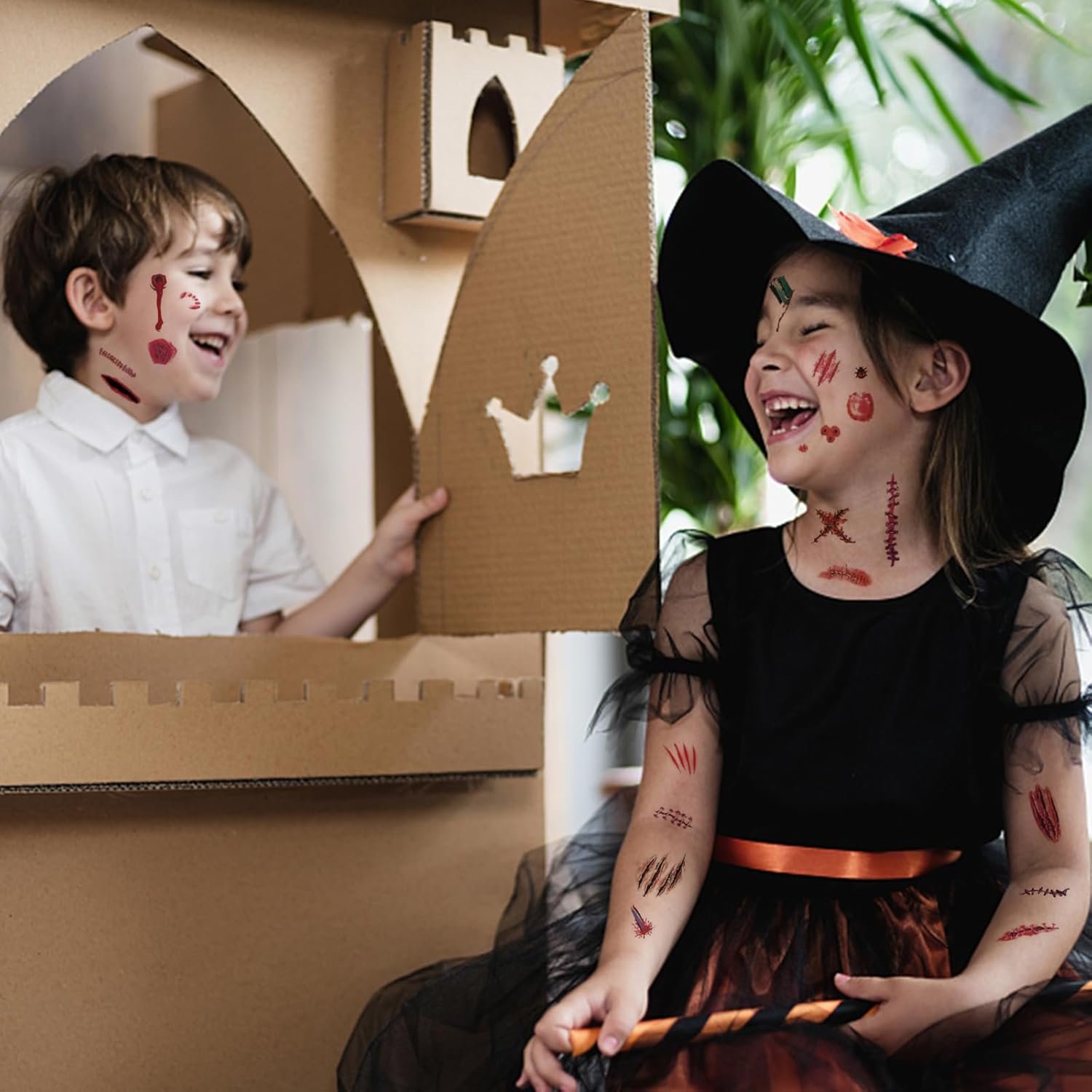 Tatuaggi temporanei di Halloween per bambini, 8 fogli, 20 fogli, tatuaggi temporanei con cicatrici, 3D, realistici, impermeabili, tatoo spaventoso e sanguinoso per mascherata, trucco gotico, - Image 5