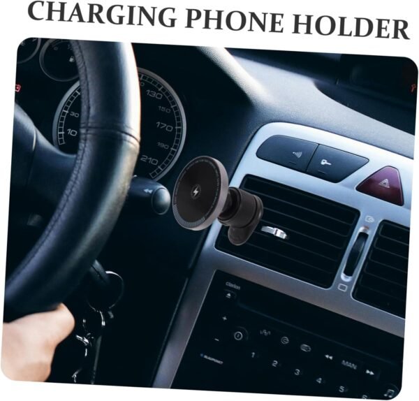 SECFOU caricabatteria per auto porta cellulare per auto decorazione borsa in feltro caricatore magnetico auto accessori auto smartphone supporto per telefono da auto Lega di alluminio - Image 8