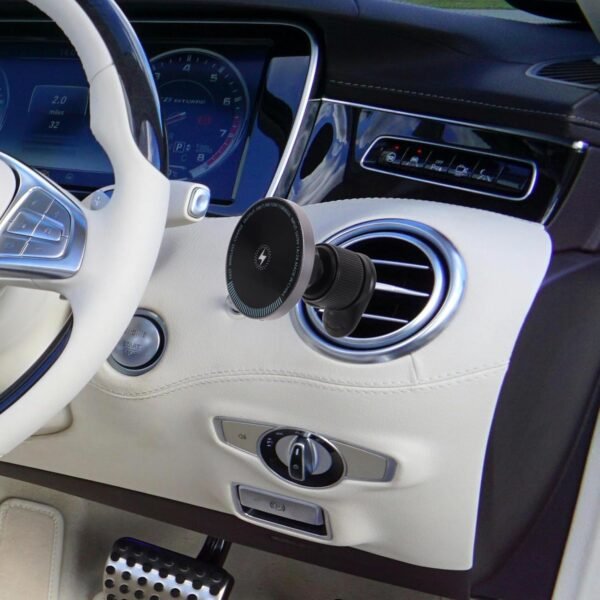 Mikikit caricabatteria per auto caricatore magnetico auto accessori auto smartphone kit valvola acqua manico di stoffa universale Porta cellulare magnetico per bocchetta dell'auto Black - Image 5
