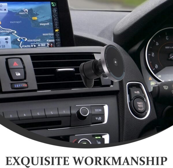 Mikikit caricabatteria per auto caricatore magnetico auto accessori auto smartphone kit valvola acqua manico di stoffa universale Porta cellulare magnetico per bocchetta dell'auto Black - Image 3