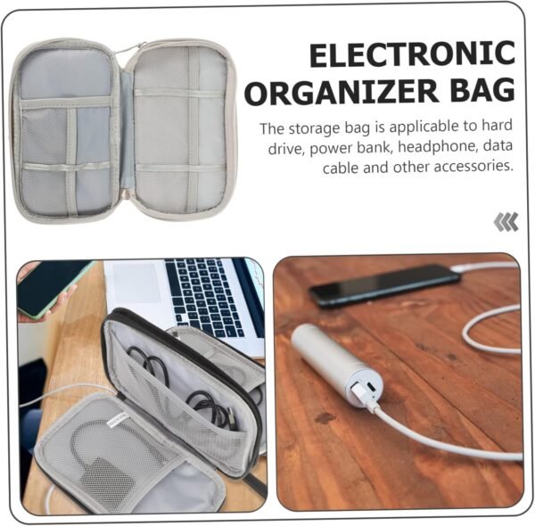 Gadpiparty Borsa Organizer Per Cavi E Gadget Compatta Da Viaggio Per Caricabatterie Unità Flash Grigia Piccola - Image 9