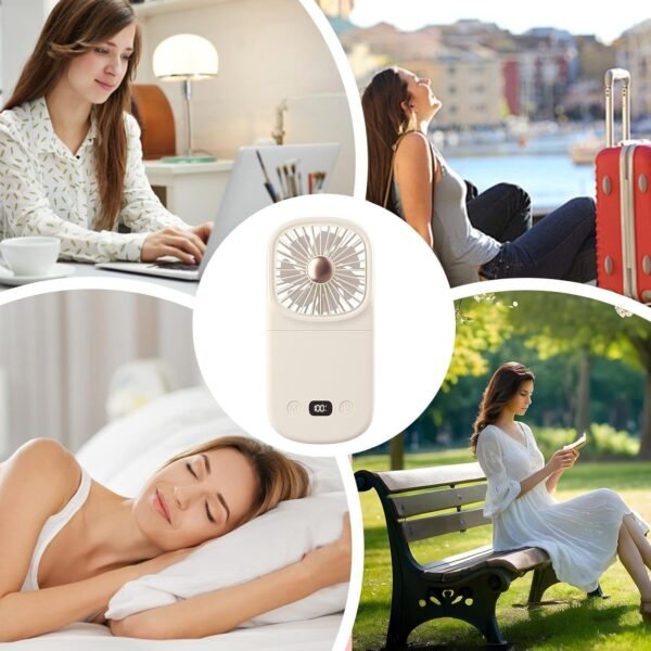 Fan personale portatile, fan di viaggio personale | Ventile a batteria pieghevole con display digitale | Raffreddare gadget, soffiatore di raffreddamento per campeggio desktop per la casa camera da le - Image 4