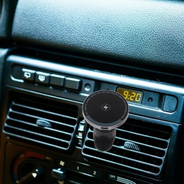 Mikikit caricabatteria per auto caricatore magnetico auto accessori auto smartphone kit valvola acqua manico di stoffa universale Porta cellulare magnetico per bocchetta dell'auto Black - Image 6