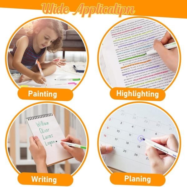 Set di 6 evidenziatori retrattili, 6 colori vivaci, con tecnologia a clic, perfetti per evidenziare diario o taccuino a scuola, ufficio - Image 6