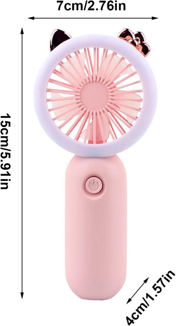 Fan portatile a mano, portatile portatile - Fan portatile con luce - Impostazioni a 3 marce Gadget Gadget portatile USB ricaricabile ricaricabile a LED LED LIGHT Outdoor per bambini - Image 5