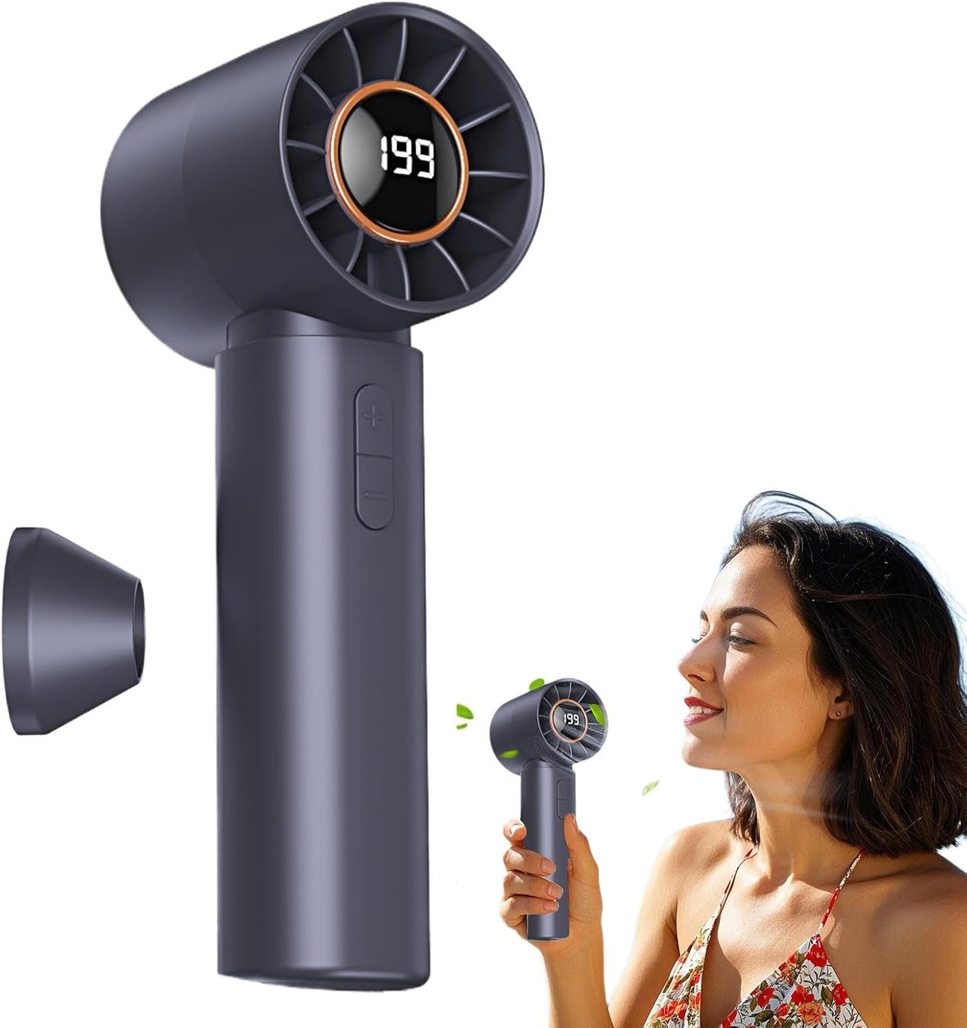 Wlikmjg Ventilatore a mano, ventilatore tascabile, ventilatore a lama senza personal computer con Turbo Tech Air | Regolazione a più velocità, gadget di batteria e fresco per il campeggio, - Image 9