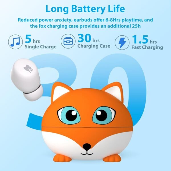 Cuffie per Bambini, Auricolari Wireless Bluetooth Bambini, Limite di volume a 85 dB, Cuffie Bluetooth Bambini con 30 Ore di Riproduzione, Cuffie per Bambini con Microfono, Controlli Touch, Arancione - Image 5