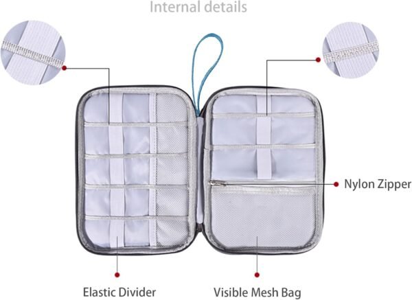 Elettronica Accessori Borsa - Borsa Organizer per Cavi Portatile,Elettronica Accessori Gadget Big Bag per Cavo USB, Card, Hard Drive - Image 5