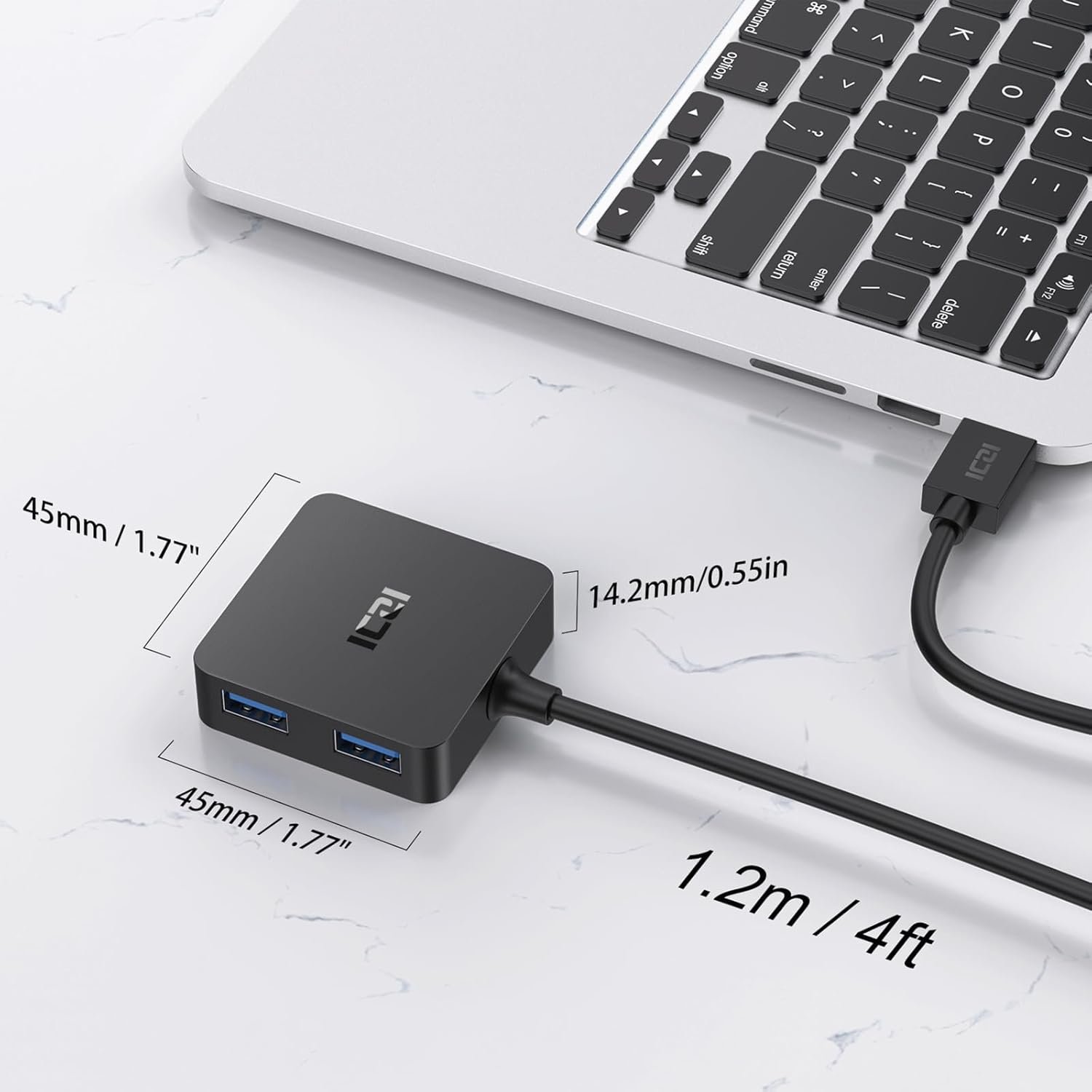 ICZI Hub USB 3.0, Multipresa 4 Porte Estensione Sdoppiatore Dati USB con Cavo Lungo 120cm Adatto per MacBook Pro, Mac Mini, iMac, Surface. - Image 5
