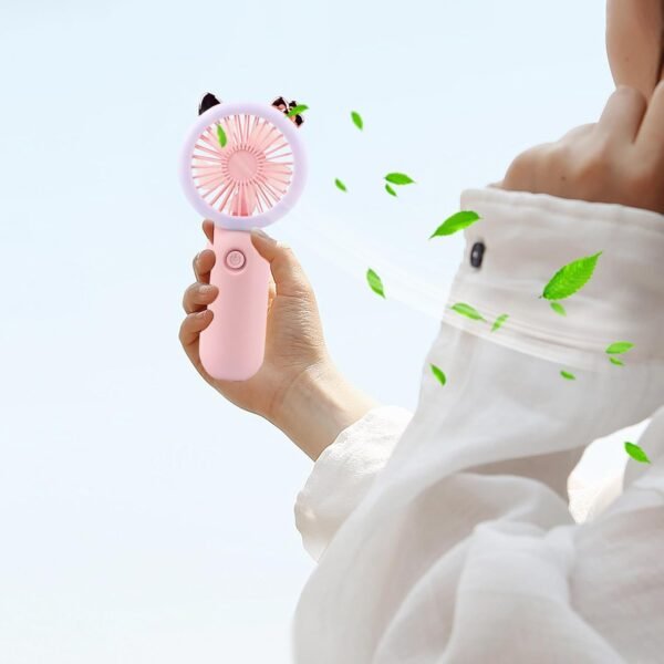 Fan portatile a mano, portatile portatile - Fan portatile con luce - Impostazioni a 3 marce Gadget Gadget portatile USB ricaricabile ricaricabile a LED LED LIGHT Outdoor per bambini - Image 9