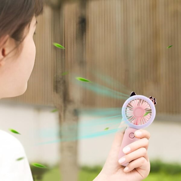 Fan portatile a mano, portatile portatile - Fan portatile con luce - Impostazioni a 3 marce Gadget Gadget portatile USB ricaricabile ricaricabile a LED LED LIGHT Outdoor per bambini - Image 2