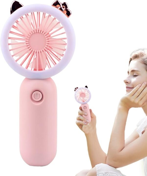 Fan portatile a mano, portatile portatile | I fan con la luce dei cartoni animati | Impostazioni a 3 marce Gadget Gadget portatile USB ricaricabile ricaricabile a LED LED LIGHT Outdoor per bambini Pas - Image 6