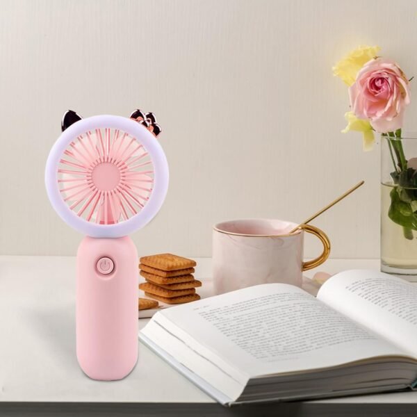 Fan portatile a mano, portatile portatile | I fan con la luce dei cartoni animati | Impostazioni a 3 marce Gadget Gadget portatile USB ricaricabile ricaricabile a LED LED LIGHT Outdoor per bambini Pas - Image 3