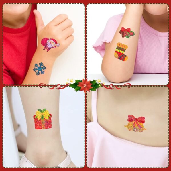 Leesgel Riempitivi per Calendario Avvento Bambini, 204 Fogli Glitter Individuali Tatuaggi Natale per Calendario Avvento Fai da Te, Accessori per Regali di Natale e Fine Festa, Gadget Natalizi - Image 4