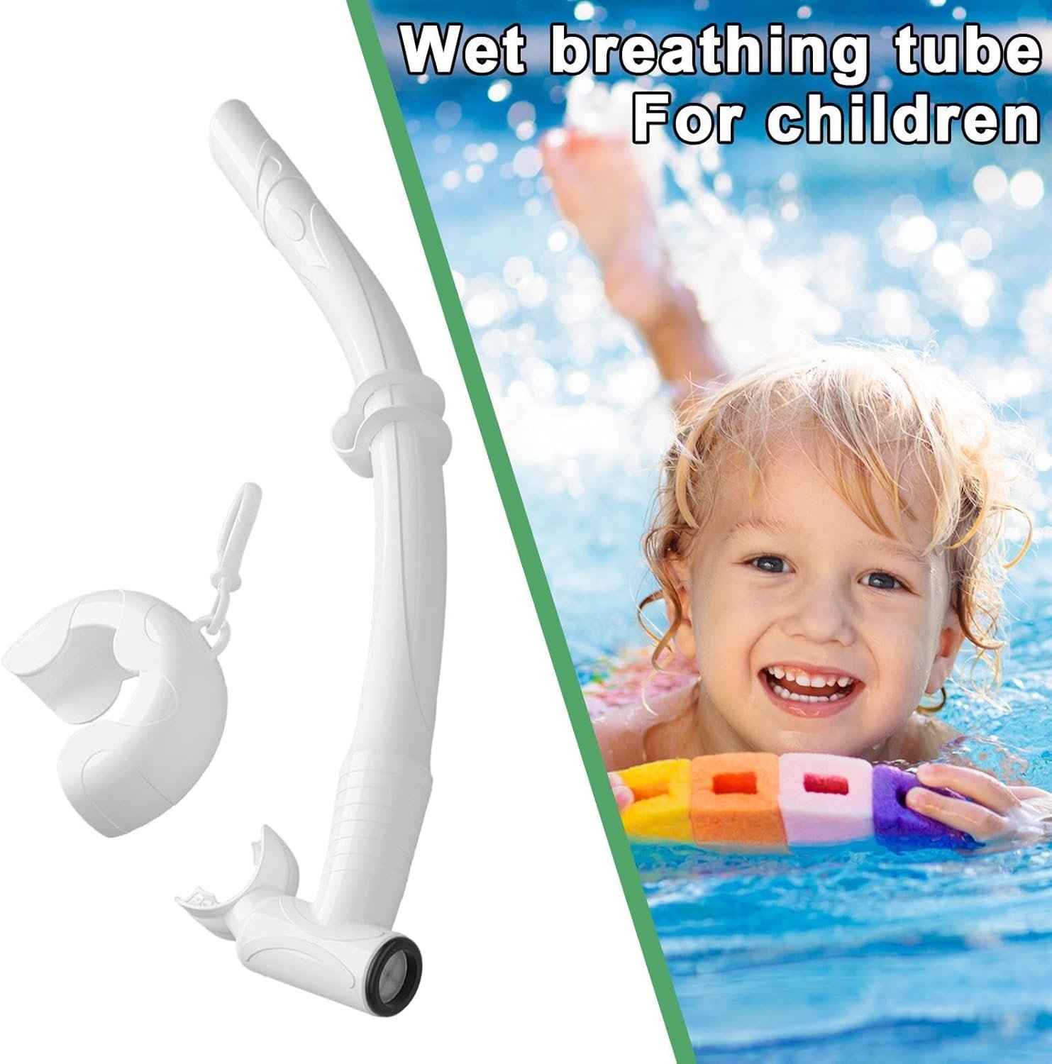 Boccaglio da nuoto per bambini, comodo tubo da snorkeling per bambini bagnati, bocchino pieghevole, attrezzatura per immersioni subacquee, attrezzatura da allenamento, gadget per immersioni e - Image 3