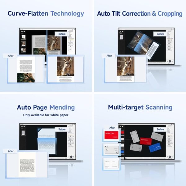 Scanner Portatile per Libri CZUR Aura Pro Scanner per Documenti Max Formato A3 con Lampada con Riconoscimento Multilingua (OCR), Compatibile con MacOS e Windows - Image 6