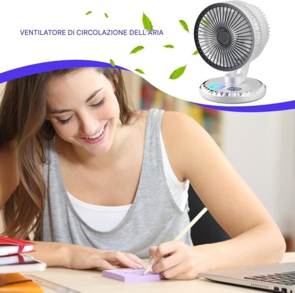 Fan della scrivania personale, fan della scrivania | Ventola portatile elettrica comodino - Testa di inclinazione a 90 gradi, impostazioni a 3 velocità, dispositivo di raffreddamento leggero per il lu - Image 3