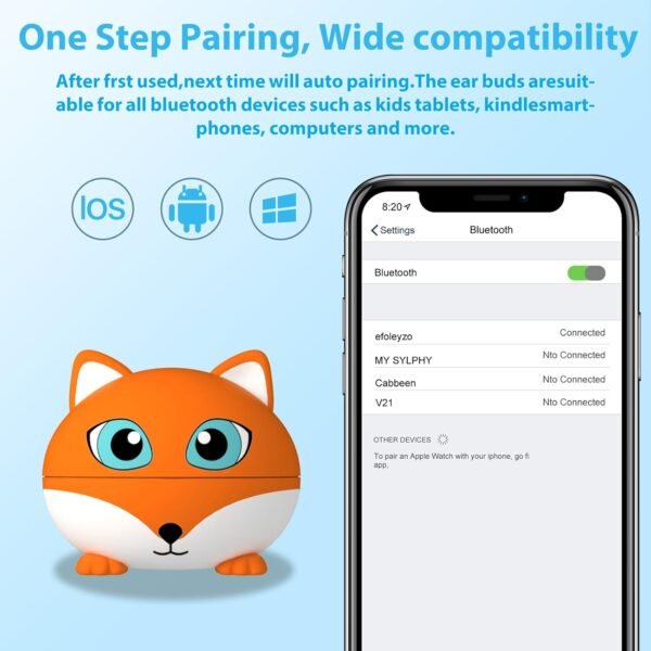 Cuffie per Bambini, Auricolari Wireless Bluetooth Bambini, Limite di volume a 85 dB, Cuffie Bluetooth Bambini con 30 Ore di Riproduzione, Cuffie per Bambini con Microfono, Controlli Touch, Arancione - Image 8