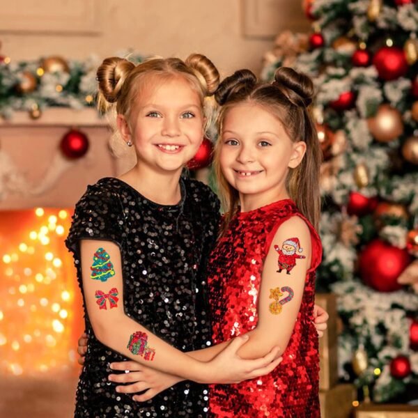 Leesgel Riempitivi per Calendario Avvento Bambini, 204 Fogli Glitter Individuali Tatuaggi Natale per Calendario Avvento Fai da Te, Accessori per Regali di Natale e Fine Festa, Gadget Natalizi - Image 6