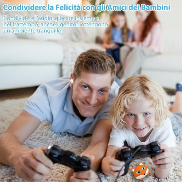 Cuffie per Bambini, Auricolari Wireless Bluetooth Bambini, Limite di volume a 85 dB, Cuffie Bluetooth Bambini con 30 Ore di Riproduzione, Cuffie per Bambini con Microfono, Controlli Touch, Arancione - Image 2
