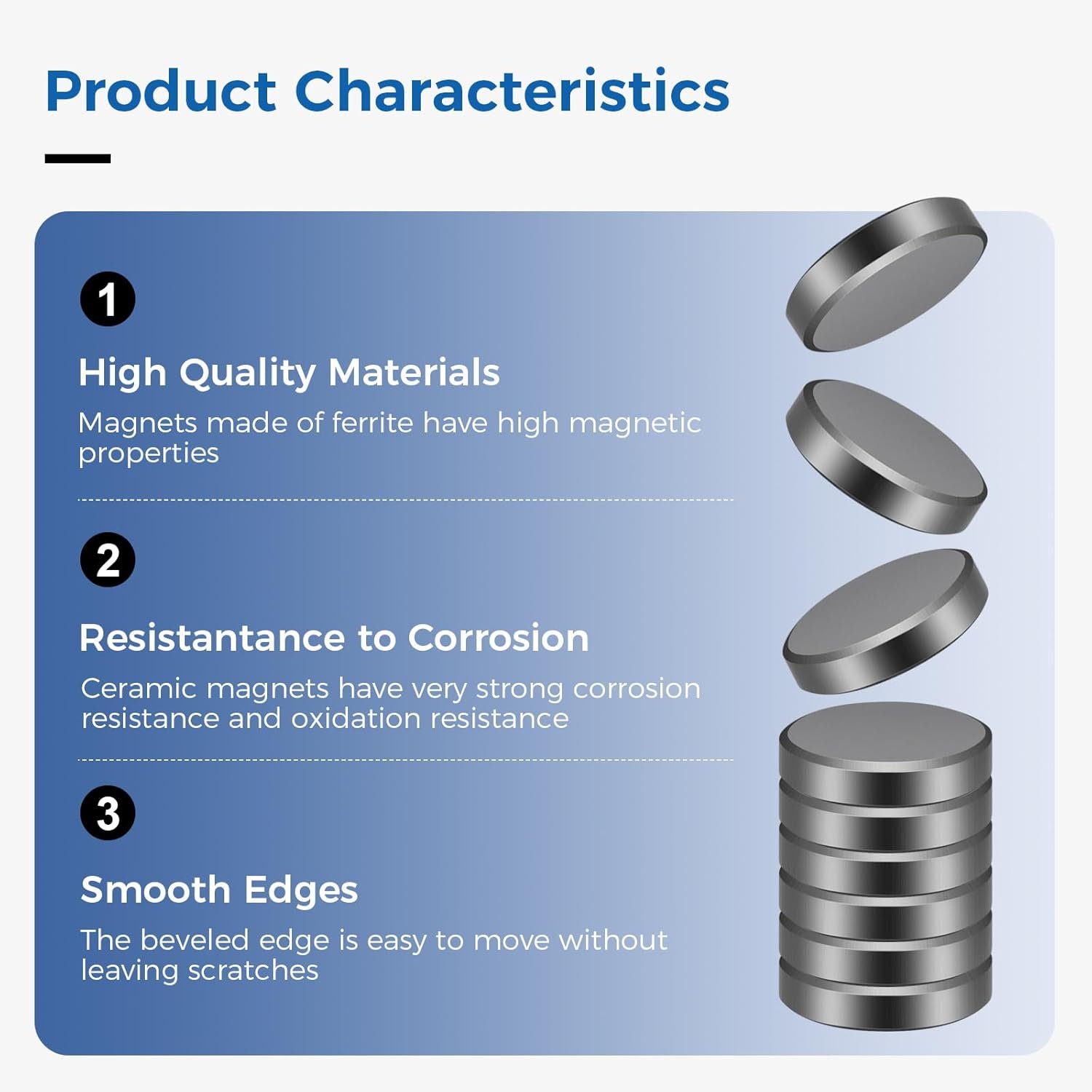 Wukong 90 pezzi Magnete Potente, 18×5mm Calamite Lavagna Magnetica, Calamite Frigorifero Calamite Lavagna per Ufficio, Bacheca e Scuola - Image 3