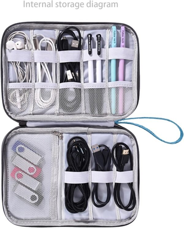 Elettronica Accessori Borsa - Borsa Organizer per Cavi Portatile,Elettronica Accessori Gadget Big Bag per Cavo USB, Card, Hard Drive - Image 7