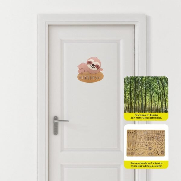 WONDEE Vintiun - Targa decorativa per cameretta dei bambini, con nomi in legno, personalizzati, per porte e camerette, per bambine e bambini, rose/regali personalizzati originali per neonati - Image 2