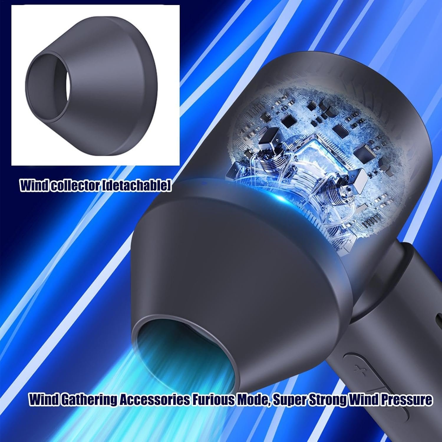 Wlikmjg Ventilatore a mano, ventilatore tascabile, ventilatore a lama senza personal computer con Turbo Tech Air | Regolazione a più velocità, gadget di batteria e fresco per il campeggio, - Image 5