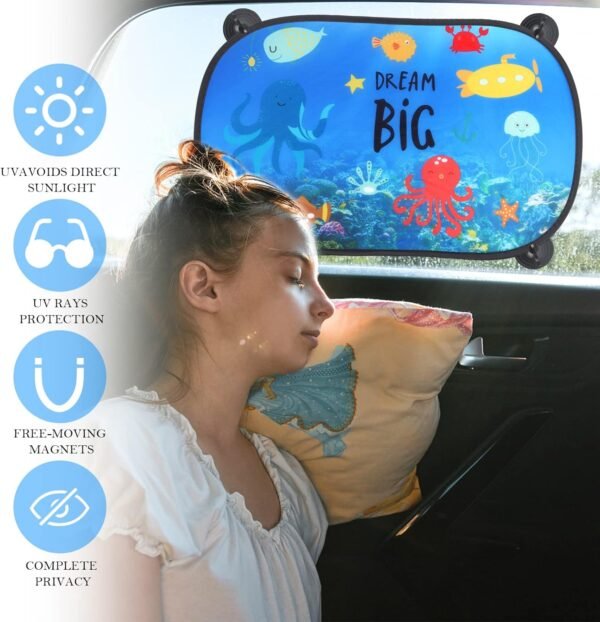 JOPHEK Tendine Parasole Auto Bambini, Parasole Auto Bambini, Tendine Parasole Auto, Universali Autoadesivo Finestrini Laterali Protezione da Raggi UV per Esterno Protezione Solare - 51x31cm - Image 6