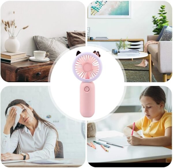 Fan portatile a mano, portatile portatile - Fan portatile con luce - Impostazioni a 3 marce Gadget Gadget portatile USB ricaricabile ricaricabile a LED LED LIGHT Outdoor per bambini - Image 4