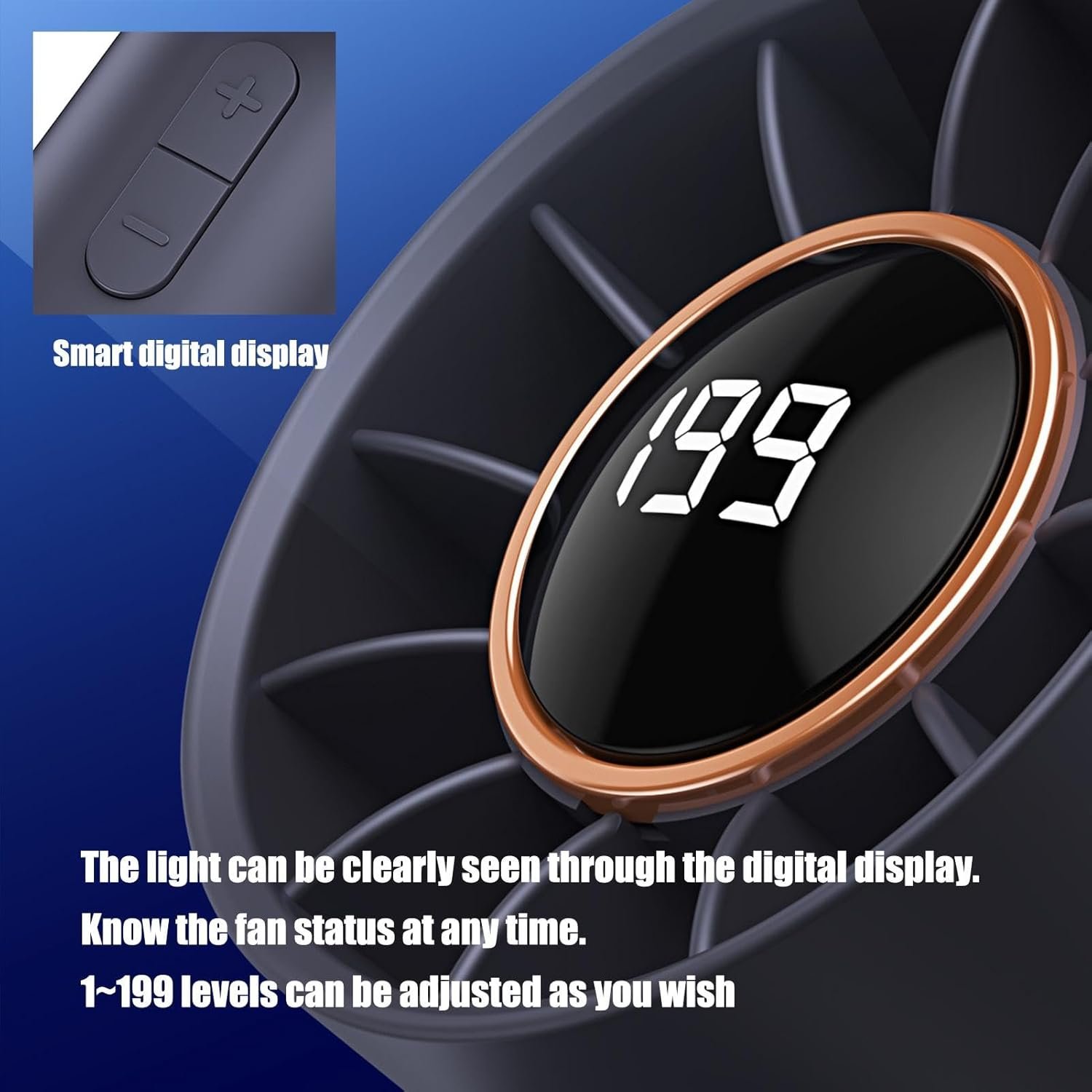 Wlikmjg Ventilatore a mano, ventilatore tascabile, ventilatore a lama senza personal computer con Turbo Tech Air | Regolazione a più velocità, gadget di batteria e fresco per il campeggio, - Image 4