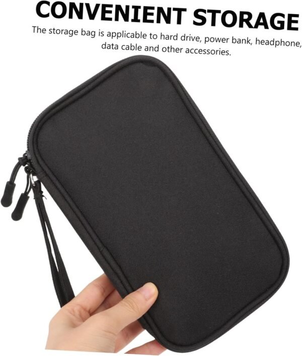 Hemobllo Custodia Per Cavo Digitale Aria Organizzatore Di Archiviazione Cubo Gadget Piccola Borsa Per Cavi Borse Borsa Tecnologica Mobile Viaggio Tessuto Jacquard Impermeabile Black - Image 6