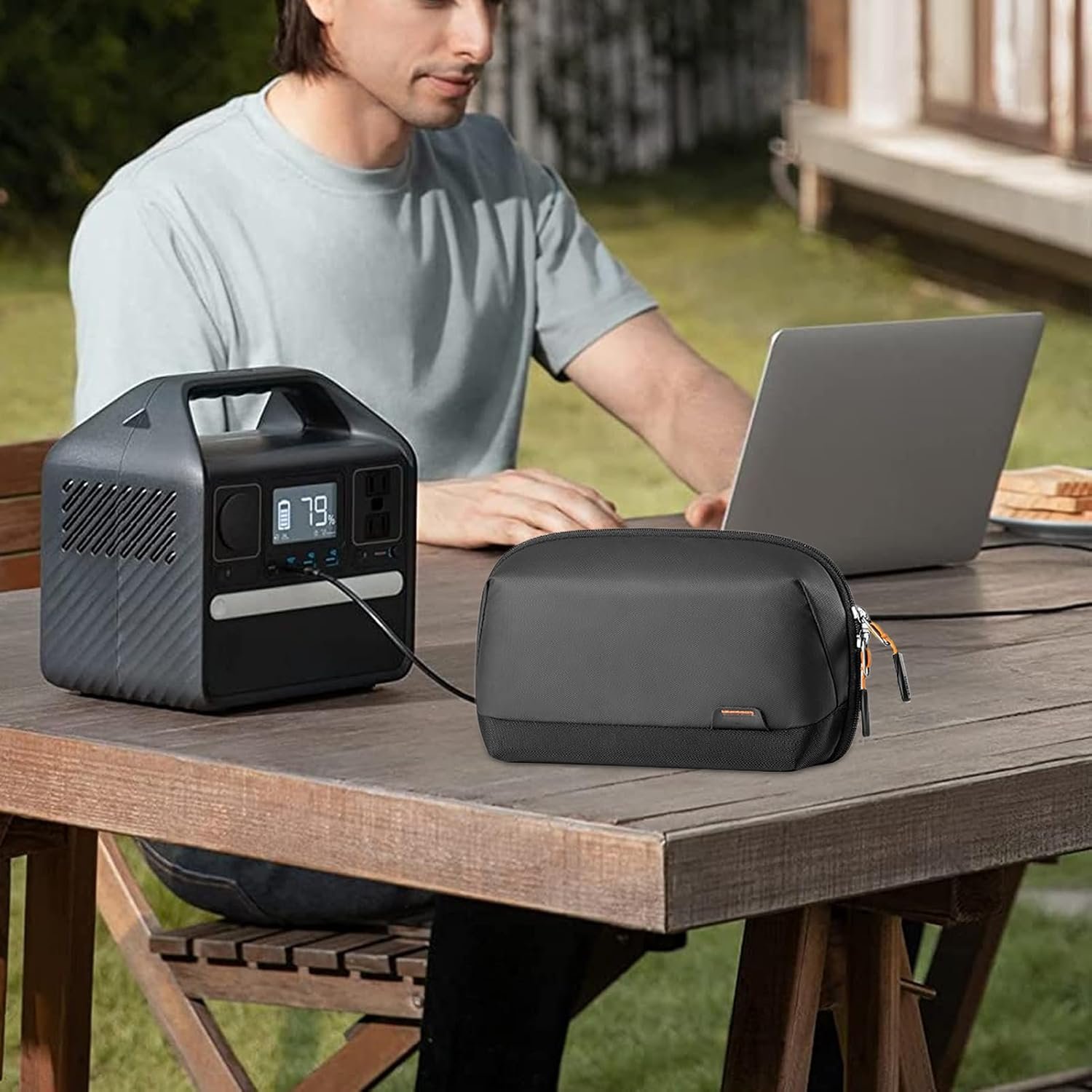 Organizzatore di tecnologia di viaggio | Tech Organizer 2024 Nuovo organizer per cavi con apertura a 180° - Custodia per batteria Organizzatore scatola di stoccaggio cavi per, Nero , Se référer au - Image 2