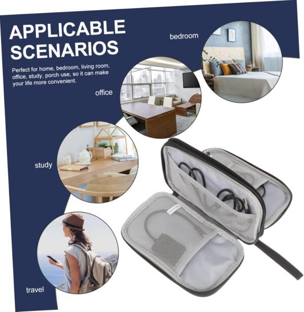 Hemobllo Custodia Per Cavo Digitale Aria Organizzatore Di Archiviazione Cubo Gadget Piccola Borsa Per Cavi Borse Borsa Tecnologica Mobile Viaggio Tessuto Jacquard Impermeabile Black - Image 4