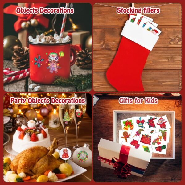 Leesgel Riempitivi per Calendario Avvento Bambini, 204 Fogli Glitter Individuali Tatuaggi Natale per Calendario Avvento Fai da Te, Accessori per Regali di Natale e Fine Festa, Gadget Natalizi - Image 5