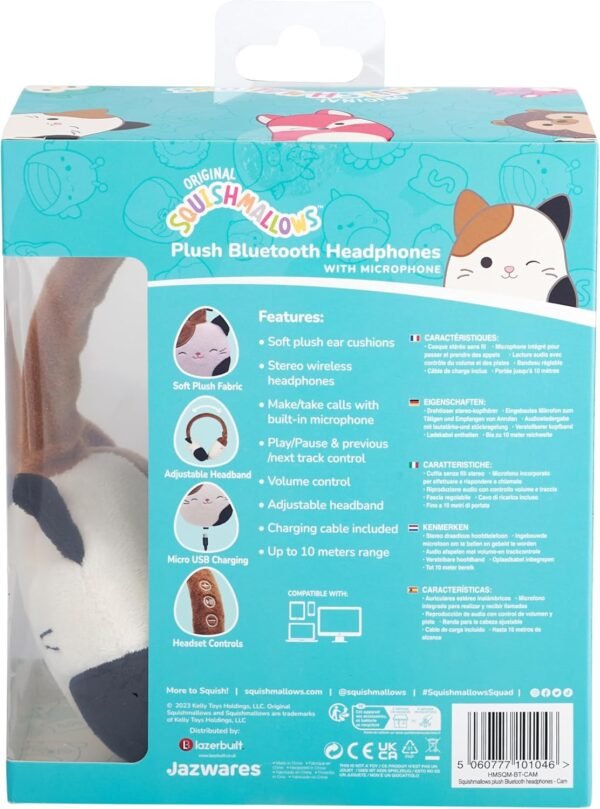 WONDEE - SQUISMALLOWS Cuffie in morbido e morbido peluche per ragazze e ragazzi - Regali originali per ragazze/ragazzi 7, 8, 9, 10, 11, 12, 13, 14, 15 anni, Cuffie per bambini senza fili Bluetooth - Image 6
