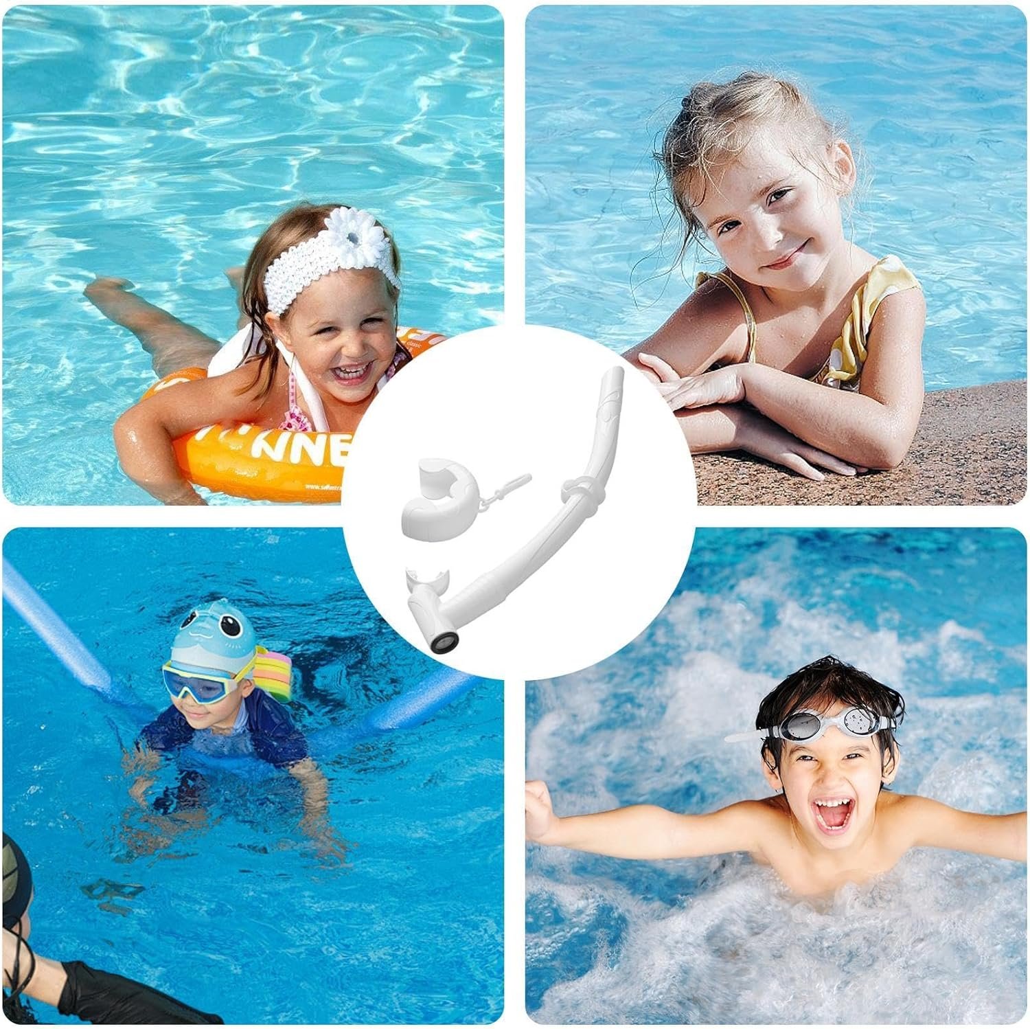 Boccaglio da nuoto per bambini, comodo tubo da snorkeling per bambini bagnati, bocchino pieghevole, attrezzatura per immersioni subacquee, attrezzatura da allenamento, gadget per immersioni e - Image 4