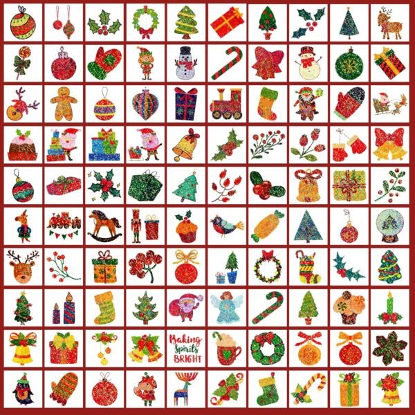 Leesgel Riempitivi per Calendario Avvento Bambini, 204 Fogli Glitter Individuali Tatuaggi Natale per Calendario Avvento Fai da Te, Accessori per Regali di Natale e Fine Festa, Gadget Natalizi - Image 3