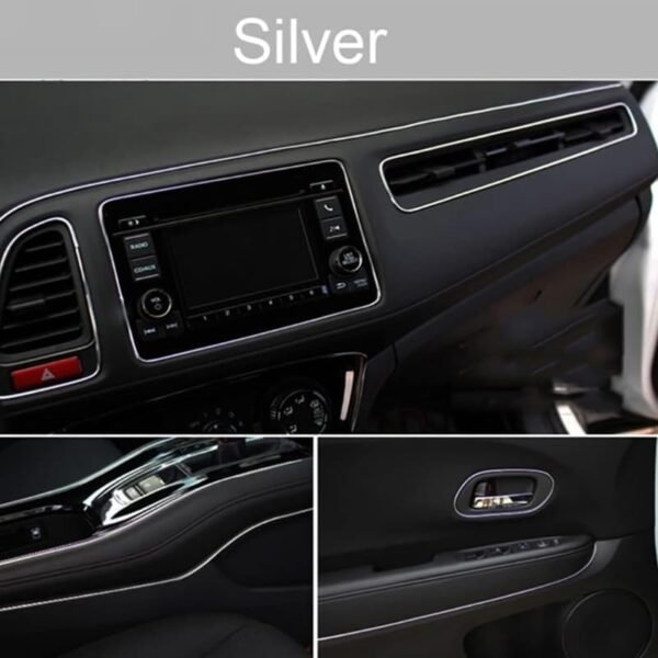 Strisce Decorative Auto, Car Trim Strip linea 10M Modanatura Interni Auto, Striscia Rivestimento auto, Universali Flessibile Modanatura Interna auto Strisce con Raschietto-Argento - Image 3