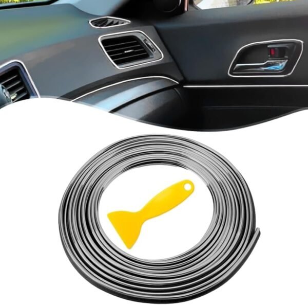 Strisce Decorative Auto, Car Trim Strip linea 10M Modanatura Interni Auto, Striscia Rivestimento auto, Universali Flessibile Modanatura Interna auto Strisce con Raschietto-Argento