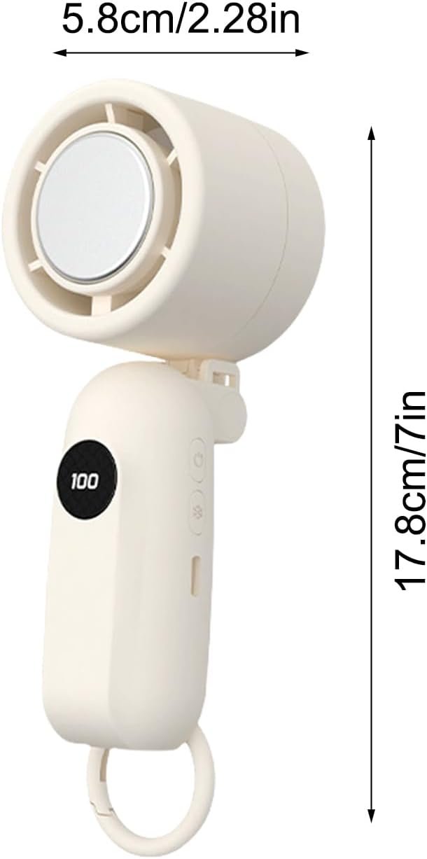 Ventilatore a Mano Ricaricabile,Ventilatore Elettrico Compatto con Raffreddamento | Display LED con 3 Velocità Silenziose e Accessori Tecnologici a Batteria per Bambini, Donne e Uomini - Image 6