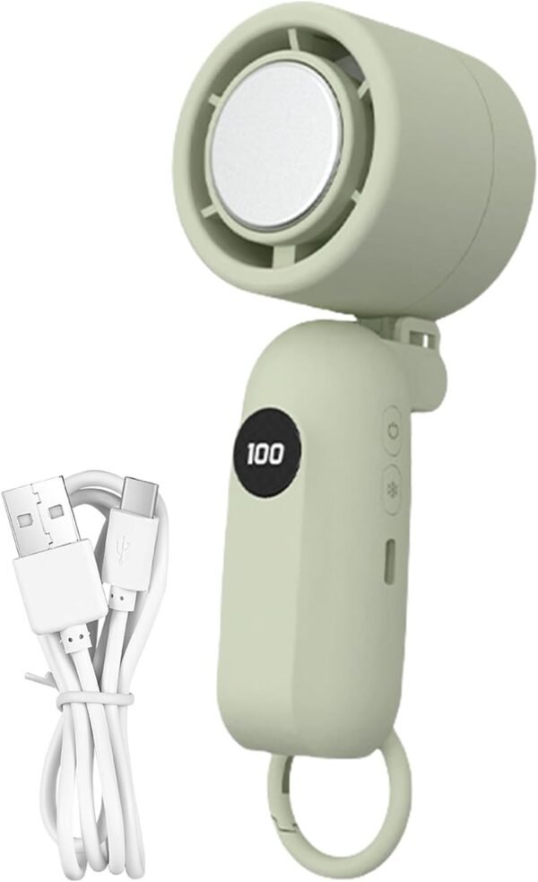 Roqalmia Ventilatore portatile a mano, ventilatore personale di raffreddamento, ricaricabile tramite USB, display a LED, silenzioso, 3 velocità, gadget fresco per viaggi, campeggio, spiaggia - Image 8