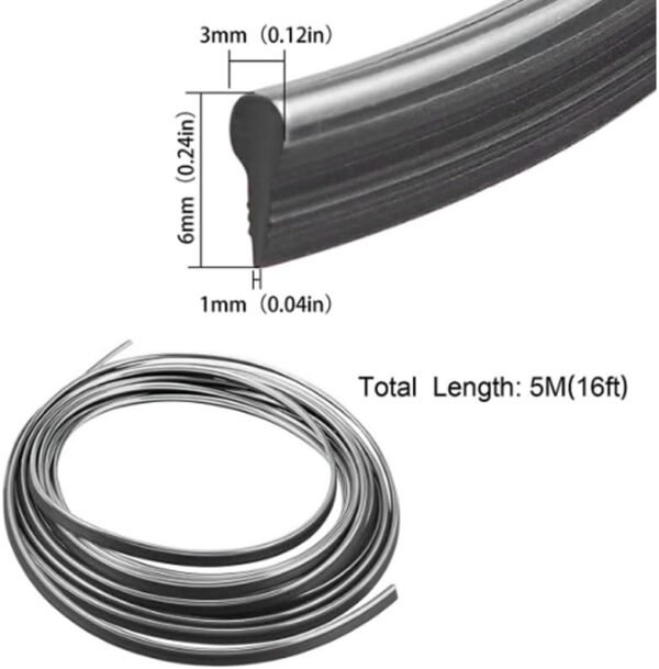 Strisce Decorative Auto, Car Trim Strip linea 10M Modanatura Interni Auto, Striscia Rivestimento auto, Universali Flessibile Modanatura Interna auto Strisce con Raschietto-Argento - Image 2