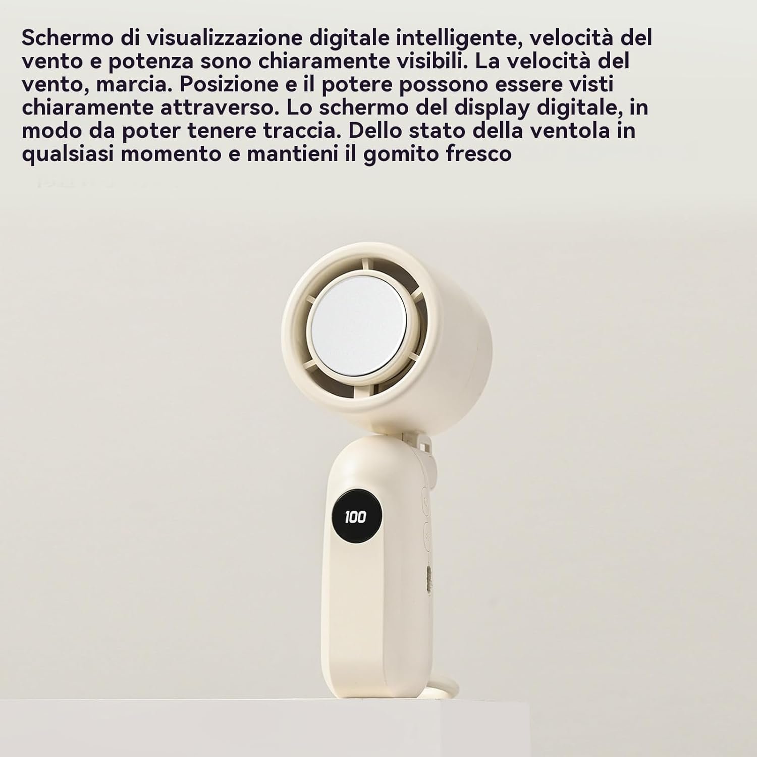 Ventilatore Portatile A Mano,Ventilatore Elettrico Compatto con Raffreddamento - Display LED con 3 Velocità Silenziose e Accessori Tecnologici a Batteria per Bambini, Donne e Uomini - Image 4