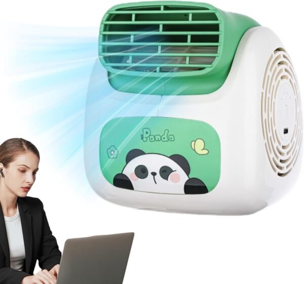 Ventilatore portatile per condizionatore d'aria, ventilatore da tavolo ricaricabile - Condizionatore per auto a forma di panda | Tecnologia turbocompressore Aria condizionata personale, raffre - Image 9