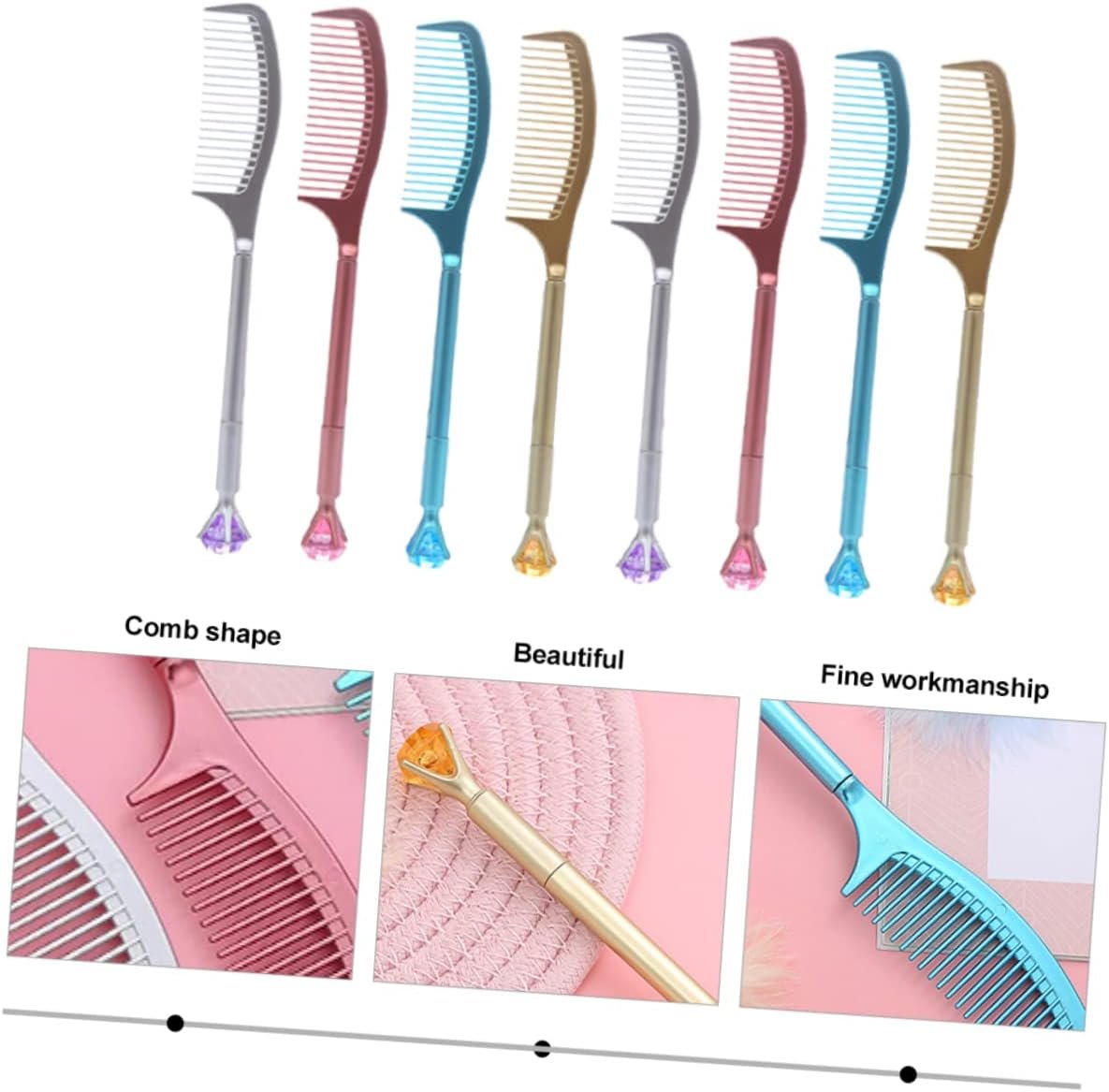 PLAFOPE 8 Pezzi/1 Set Penna A Sfera A Pettine Diamantato Per Studenti Divertente Personalità Cancelleria Per Ufficio - Image 4