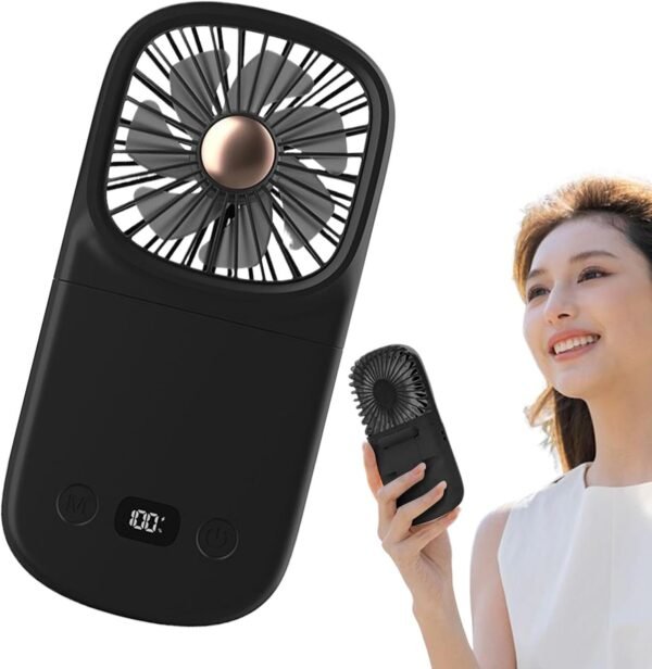 Arroopu Ventilatore personale portatile – ventilatore pieghevole con display digitale | gadget rinfrescante, ventilatore di raffreddamento per camera da letto, casa, scrivania, campeggio - Image 8