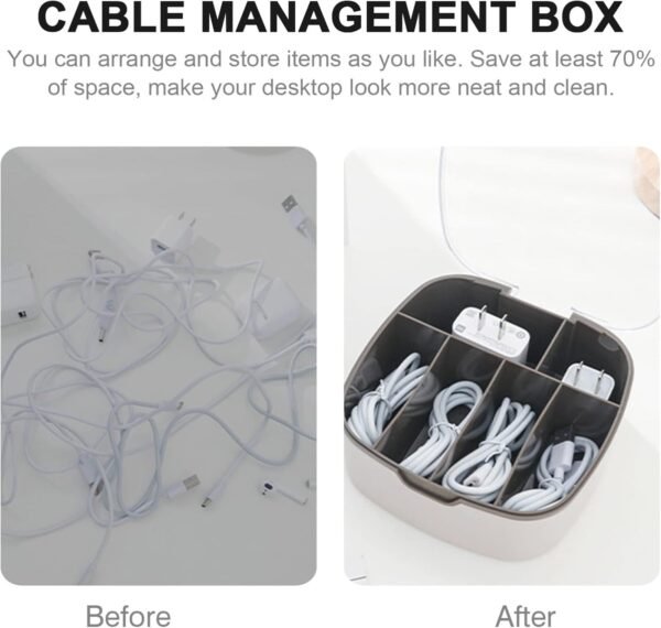 Housoutil Organizer Cavi Portatile con Coperchio Scatola per Accessori Elettronici Scomparti per Cavi USB Caricatori per Viaggi Uso Domestico Rosa - Image 6
