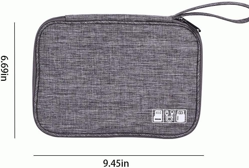 Borsa organizer compatta per cavi, custodia impermeabile da viaggio per cavi, caricabatterie e gadget, custodia portatile per cavi per casa, ufficio e viaggi di lavoro, grigio chiaro - Image 4
