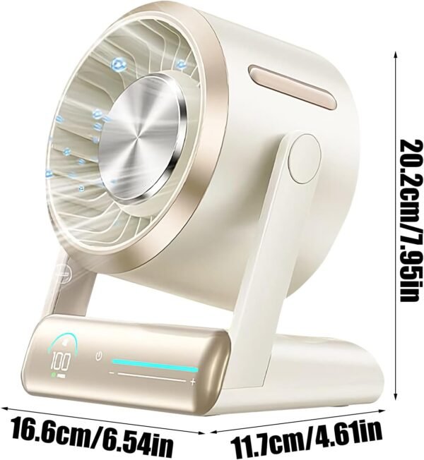 Nuyhgtr Ventilatore da tavolo, ventilatore elettrico da scrivania, display digitale ricaricabile con circolatore d'aria a 100 velocità e gadget fantastici per esterni, casa, viaggi, uso sul - Image 6